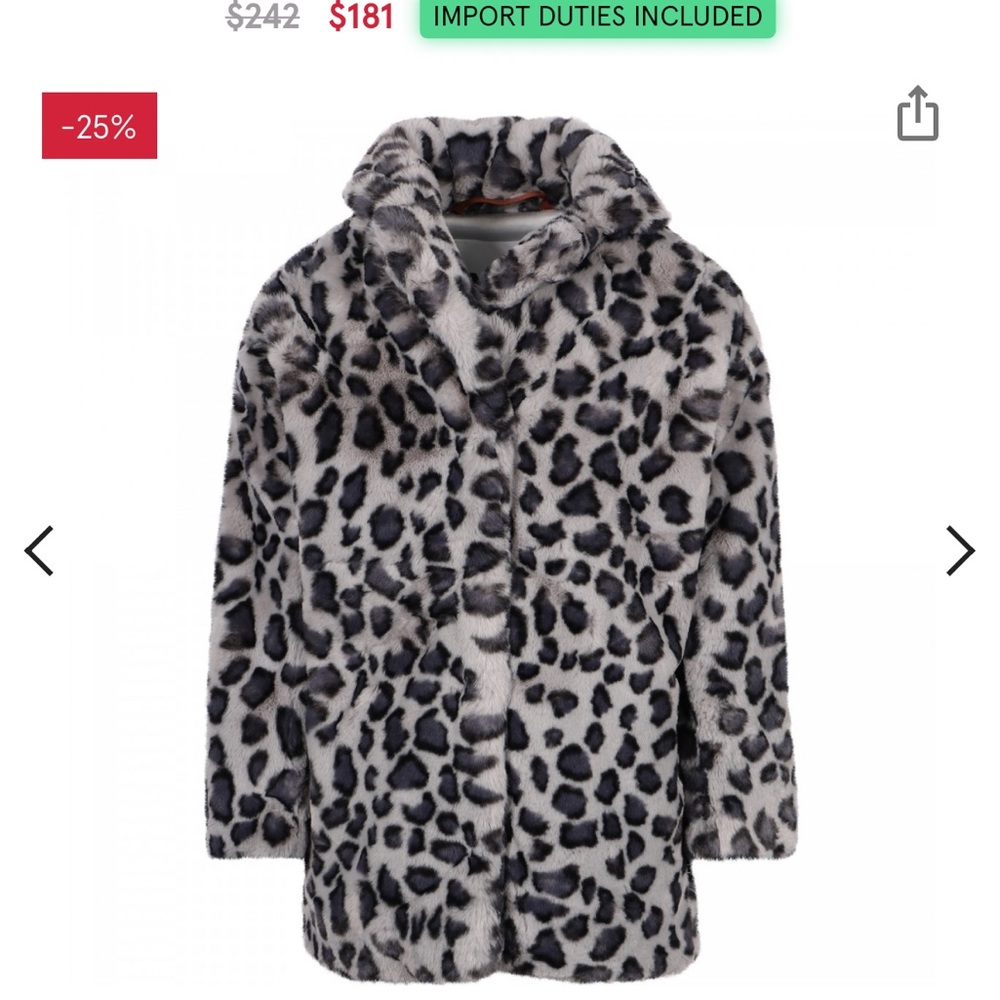 Molo toddler leopard skin faux fur grey and black toddler coat